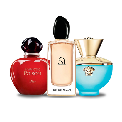 DIOR HYPNOTIC POISON, GIORGIO ARMANI SÌ, VERSACE DYLAN TURQUOISE